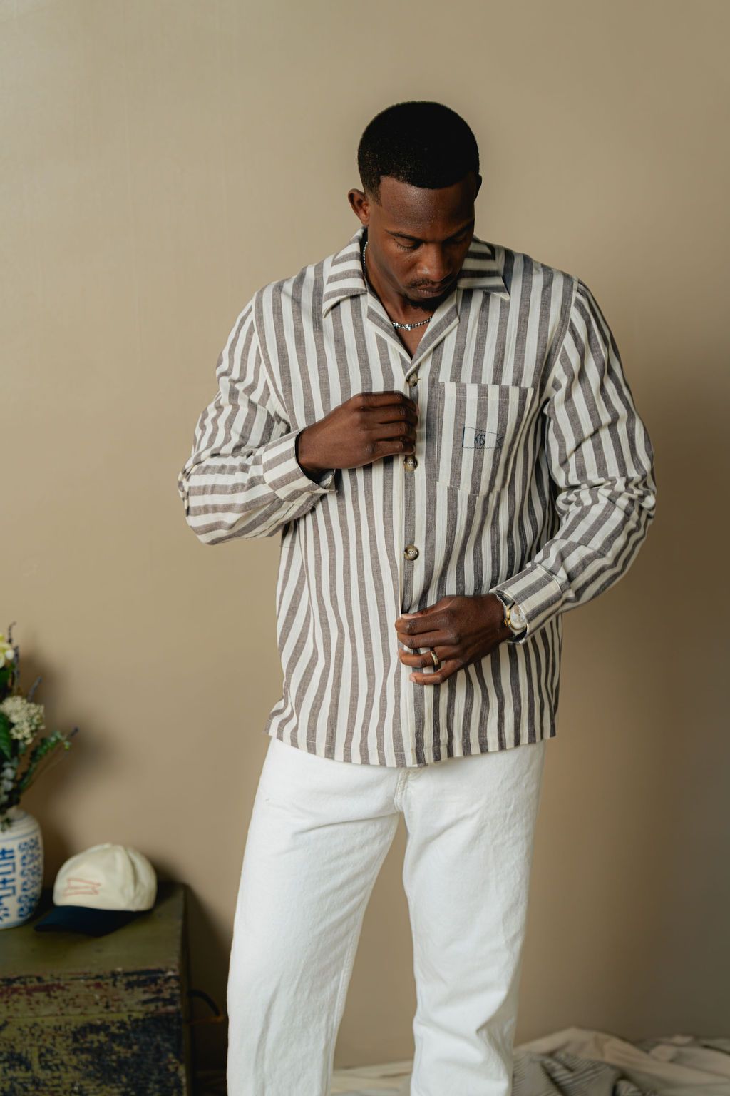 Brown Nautical Stripe Shirt