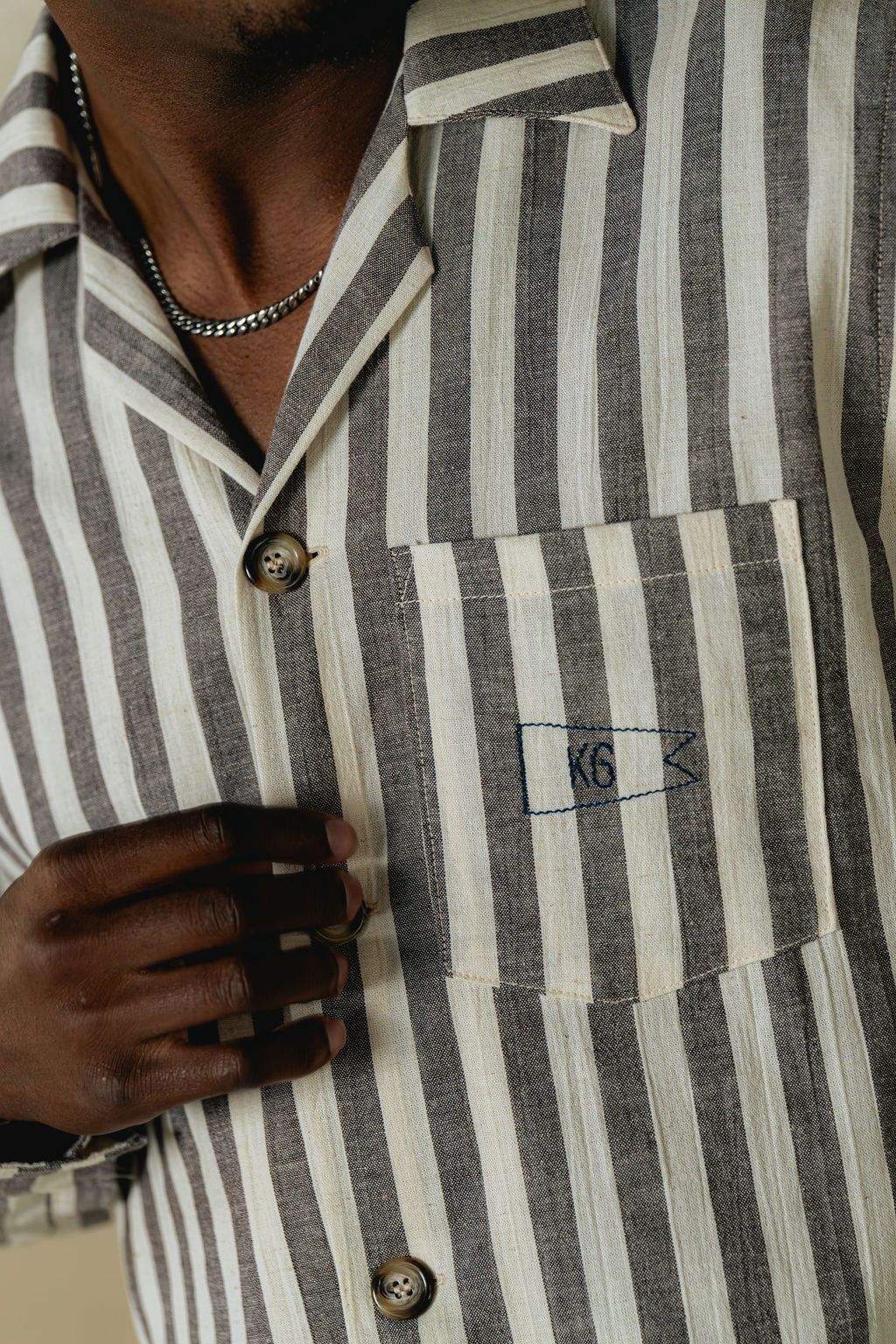 Brown Nautical Stripe Shirt