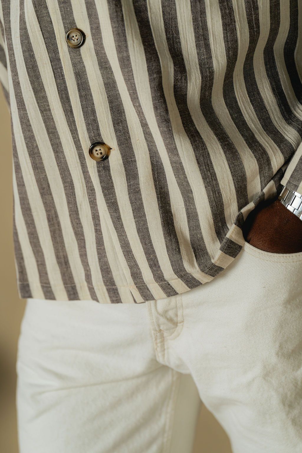 Brown Nautical Stripe Shirt