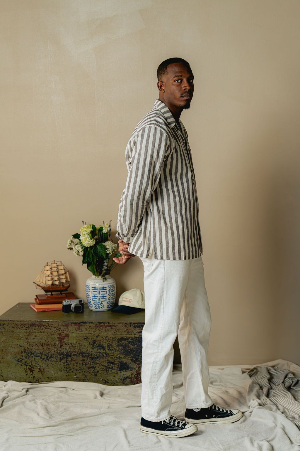 Brown Nautical Stripe Shirt