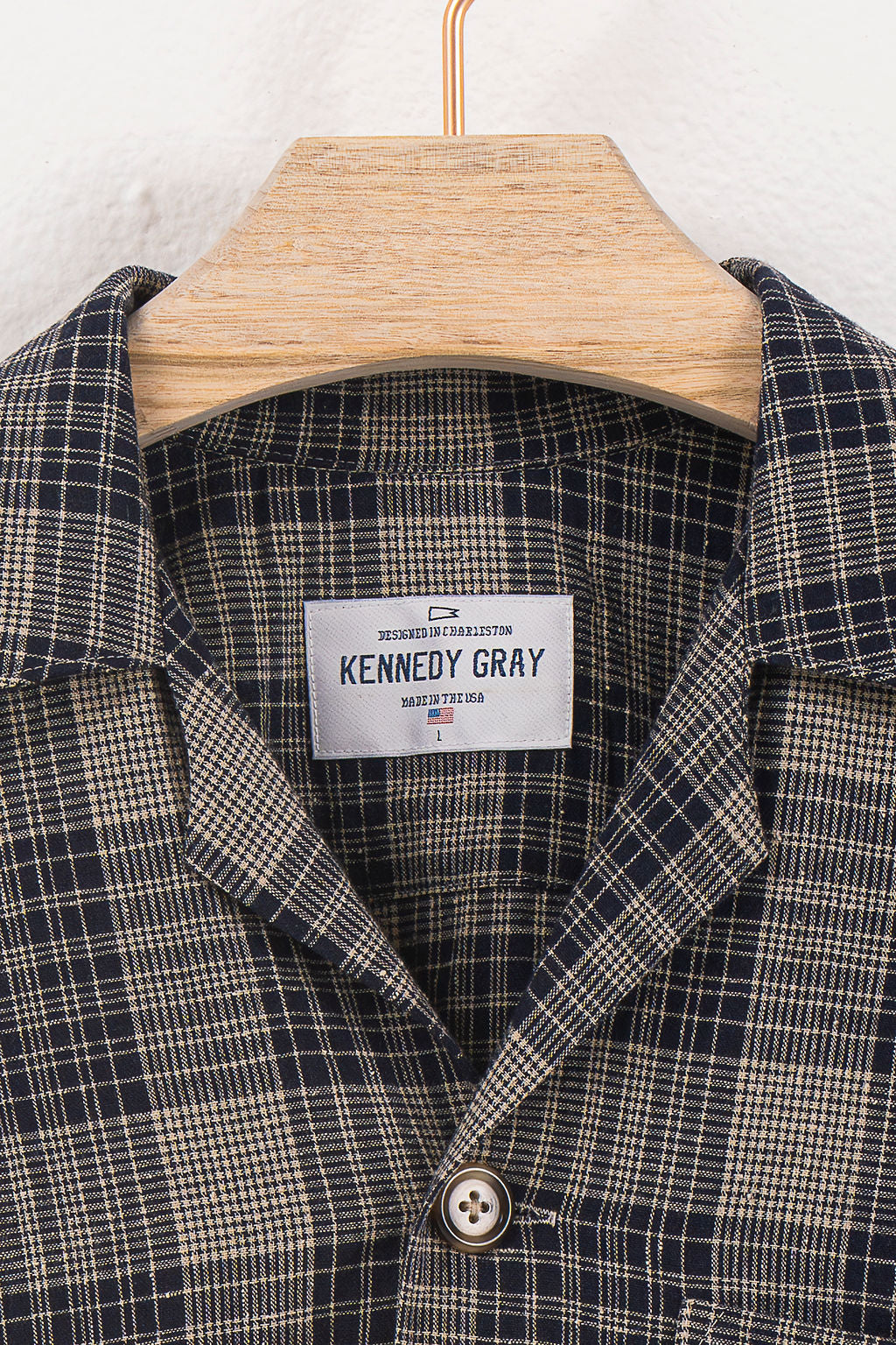 Navy Plaid Linen Shirt