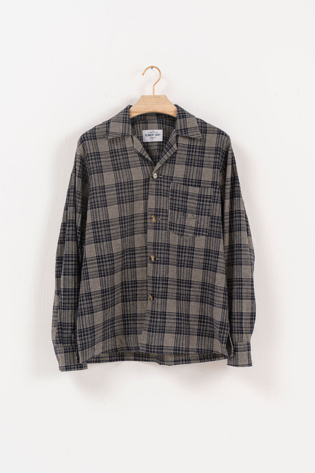 Navy Plaid Linen Shirt