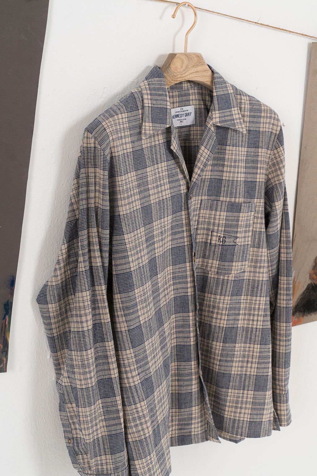 Light Plaid Linen Shirt