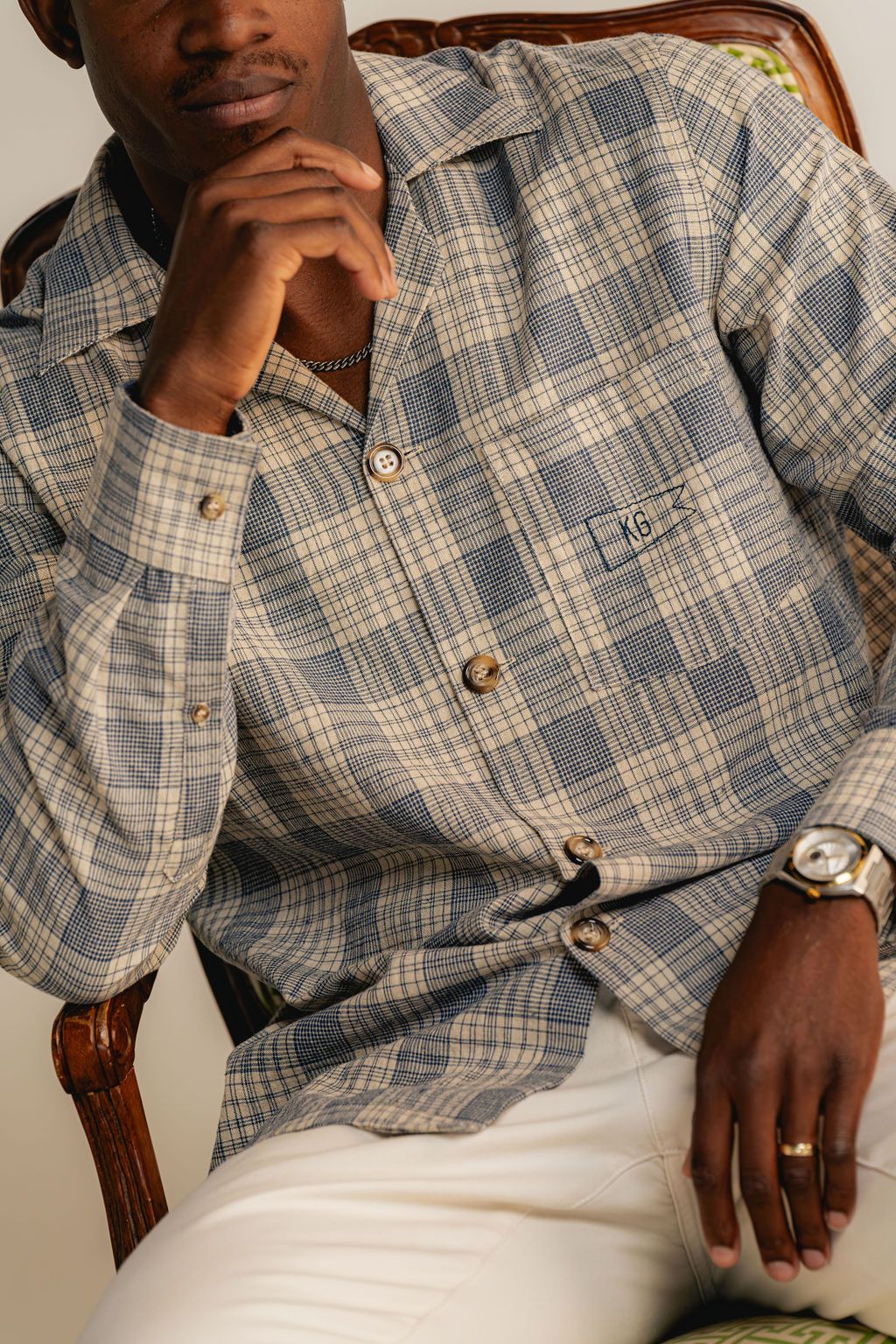 Light Plaid Linen Shirt