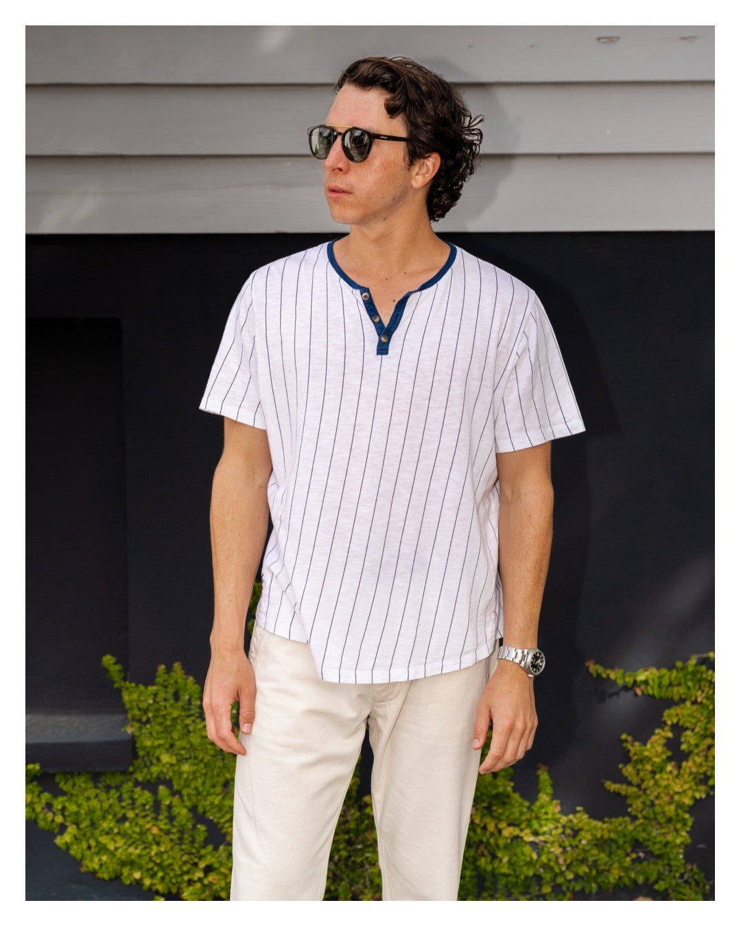 Pinstripe Henley Tee