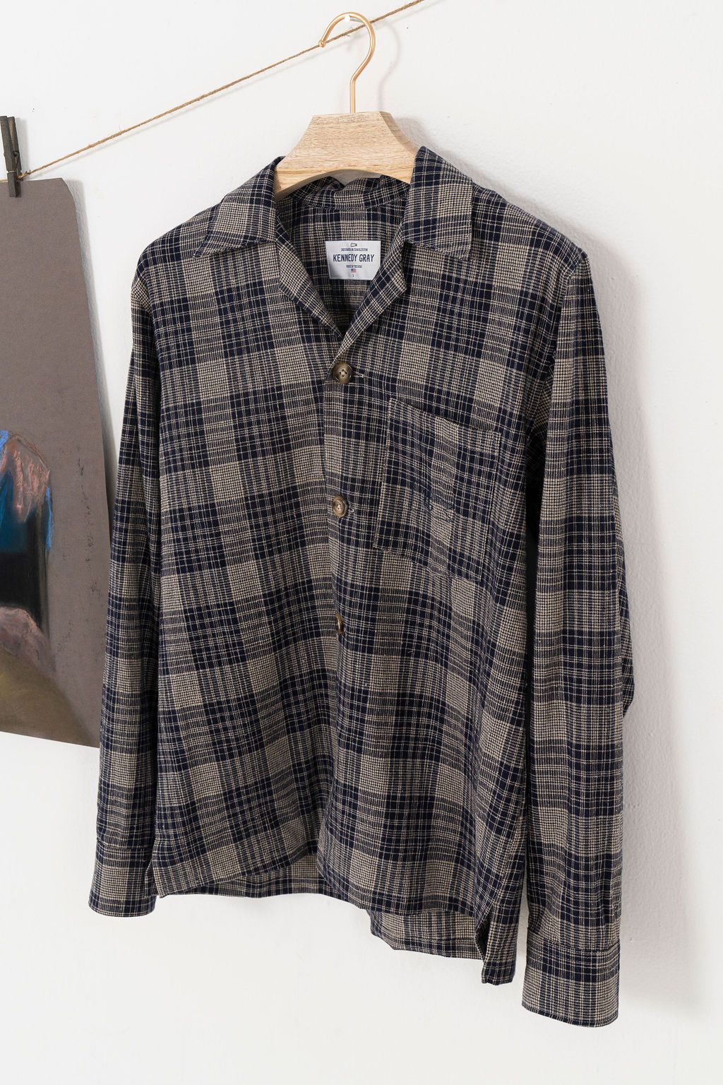 Navy Plaid Linen Shirt