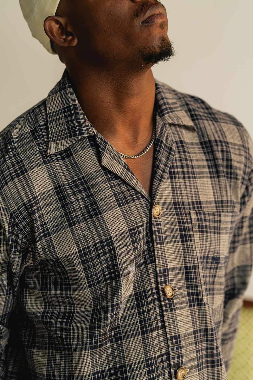 Navy Plaid Linen Shirt