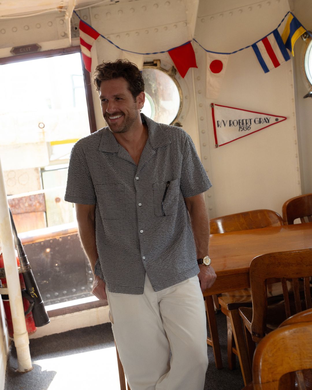 NYC Shirt worn, walking through the saloon doorway