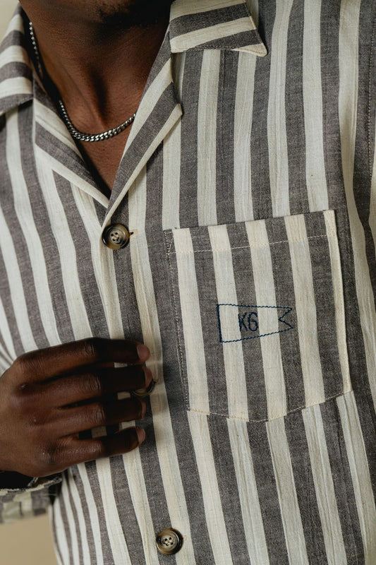 Brown Nautical Stripe Shirt