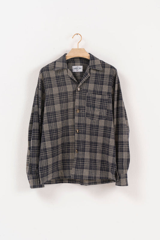 Navy Plaid Linen Shirt