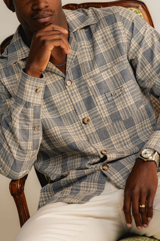 Light Plaid Linen Shirt
