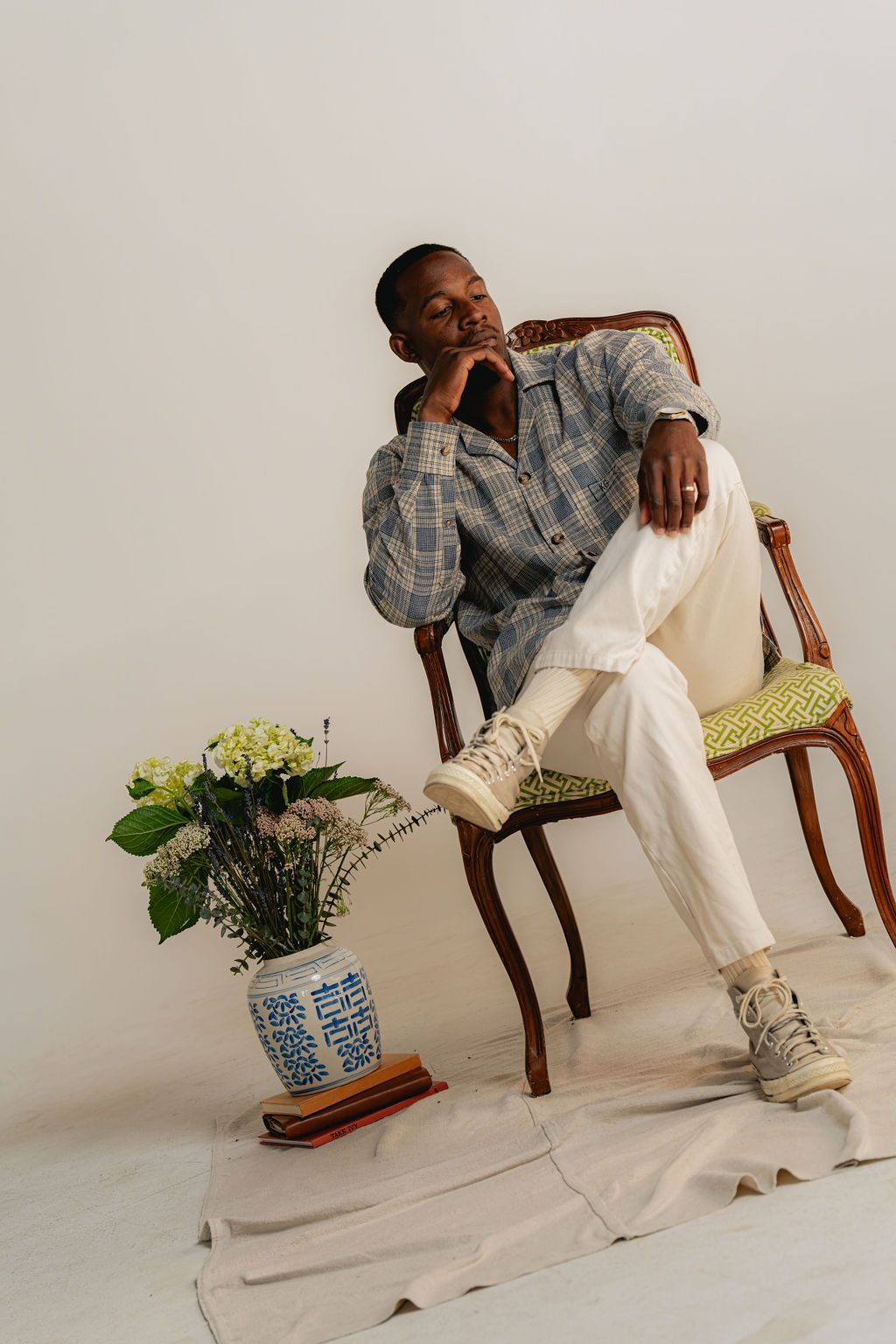 Light Plaid Linen Shirt