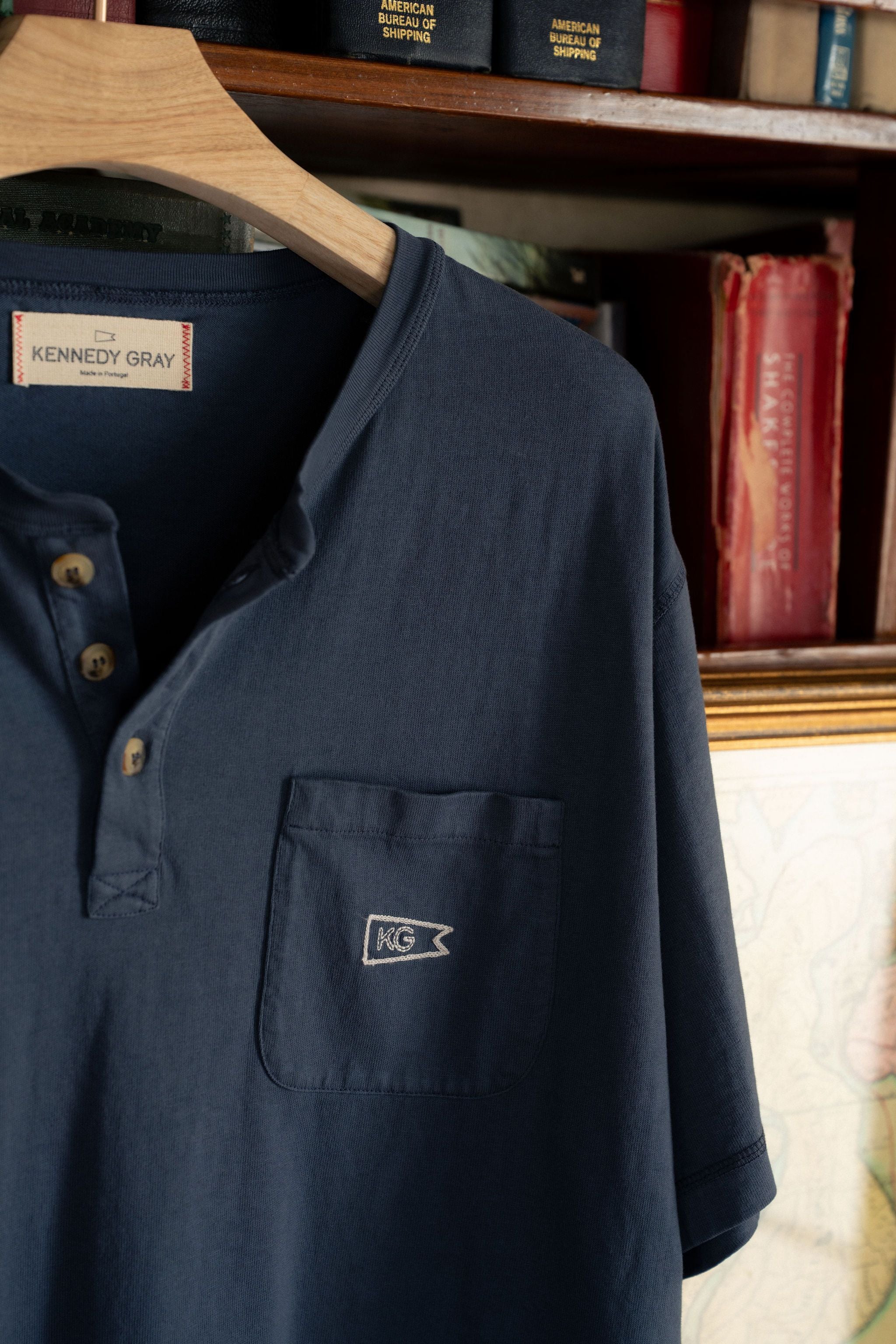 Faded Navy Henley Tee