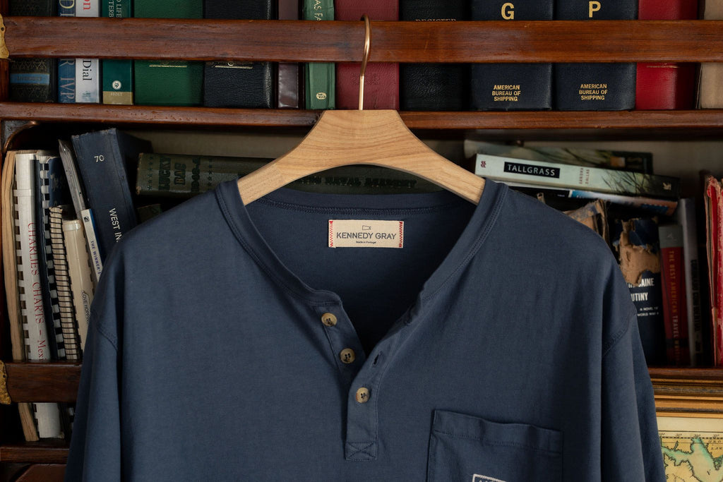 Faded Navy Henley Tee