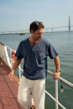 Faded Navy Henley Tee