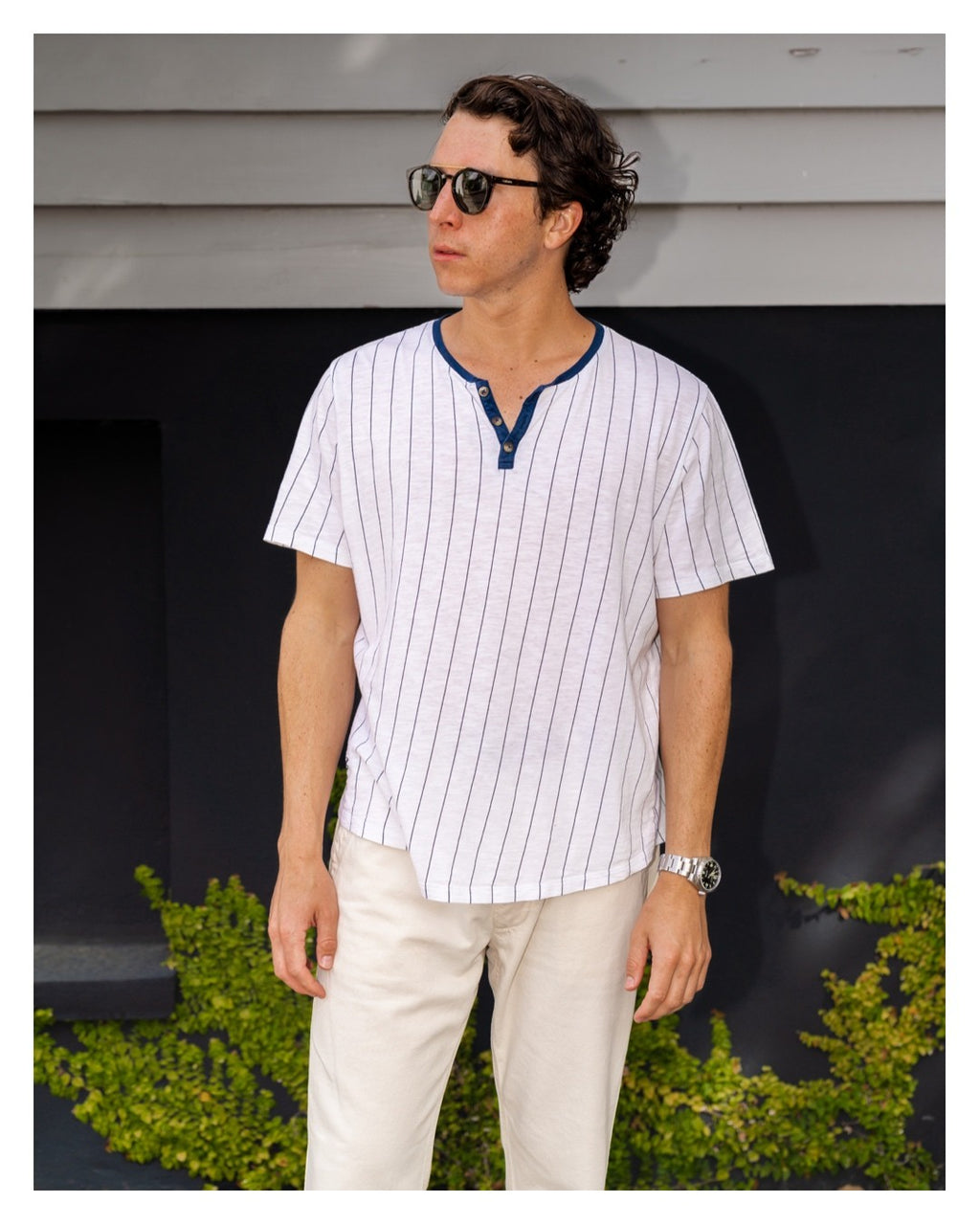 Pinstripe Henley Tee