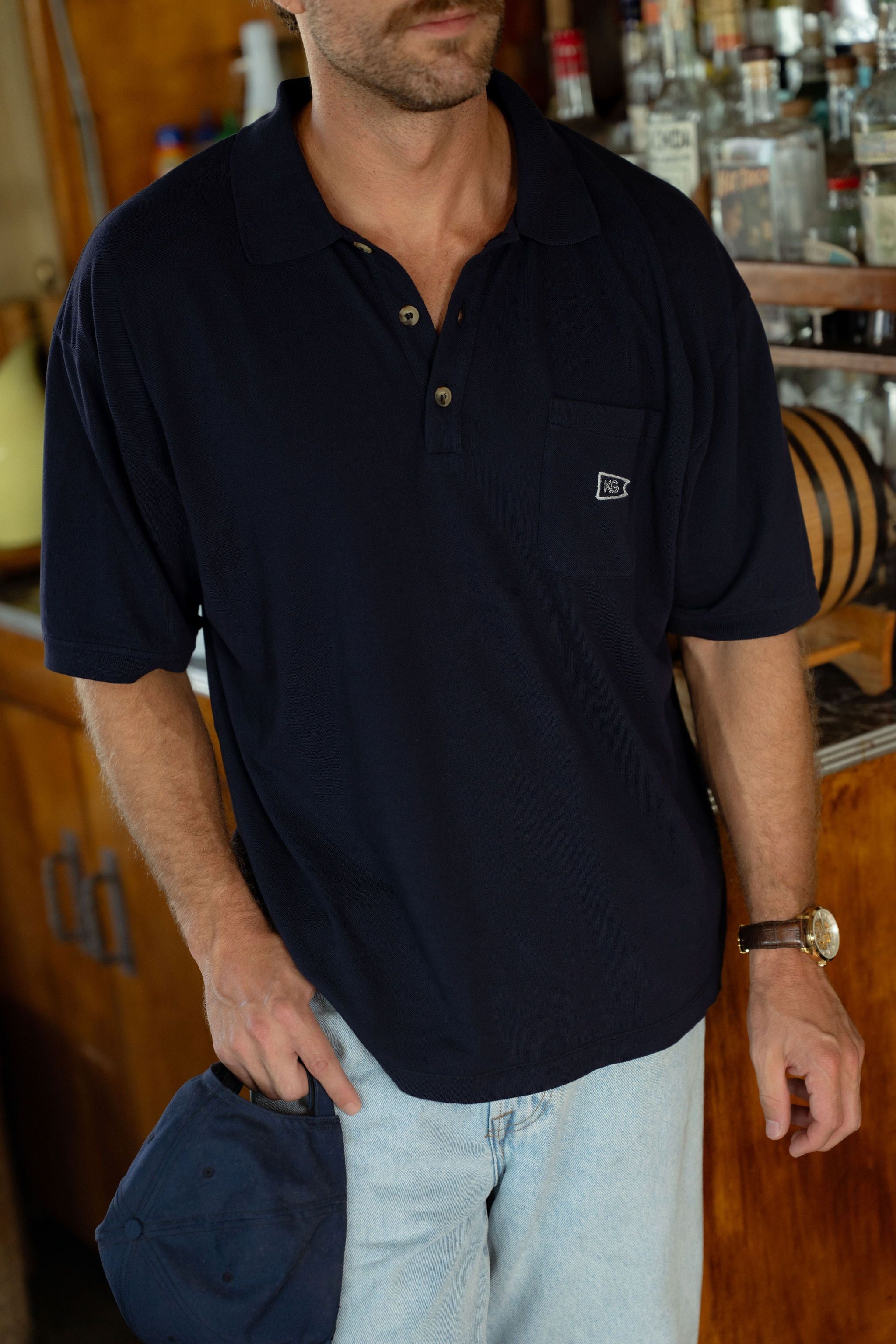 Navy Pique Polo
