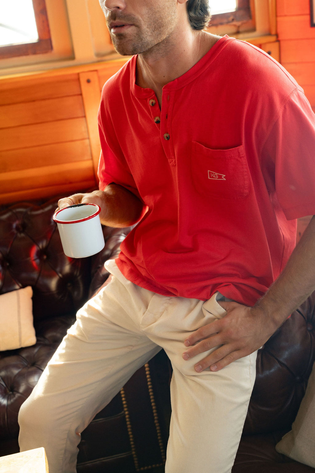 Red Henley Tee